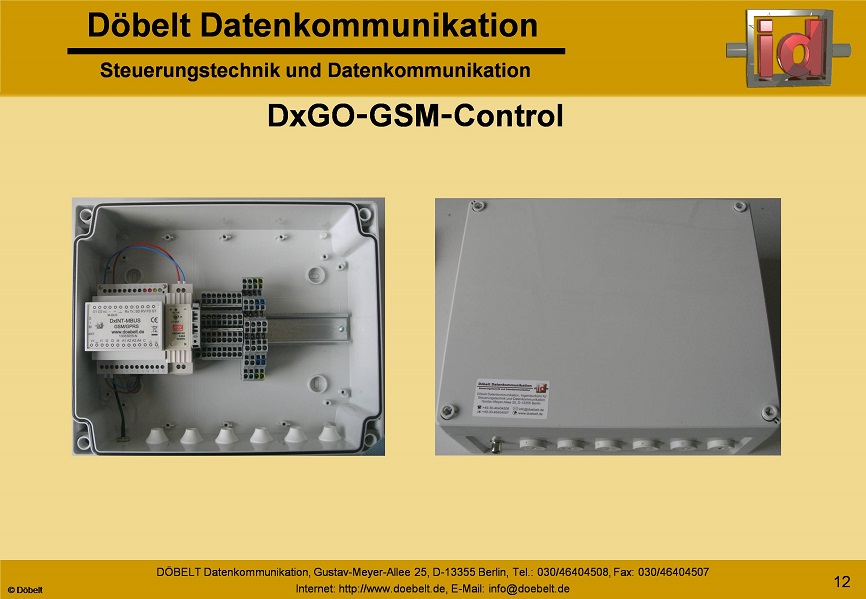 D�belt Datenkommunikation - Produktpr�sentation: dxint-gsm - Folie 12