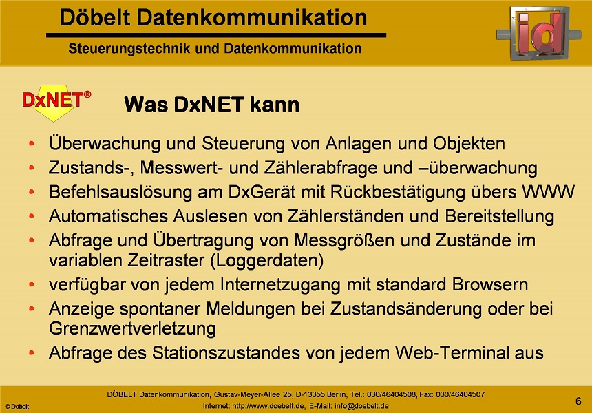 D�belt Datenkommunikation - Produktpr�sentation: dxnet - Folie 5
