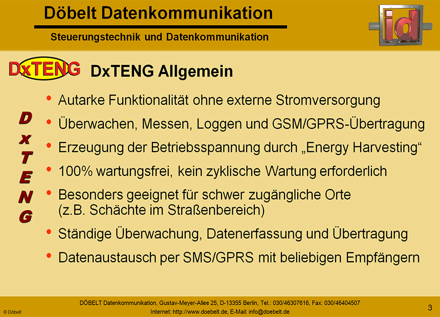D�belt Datenkommunikation - Produktpr�sentation: dxteng - Folie 3